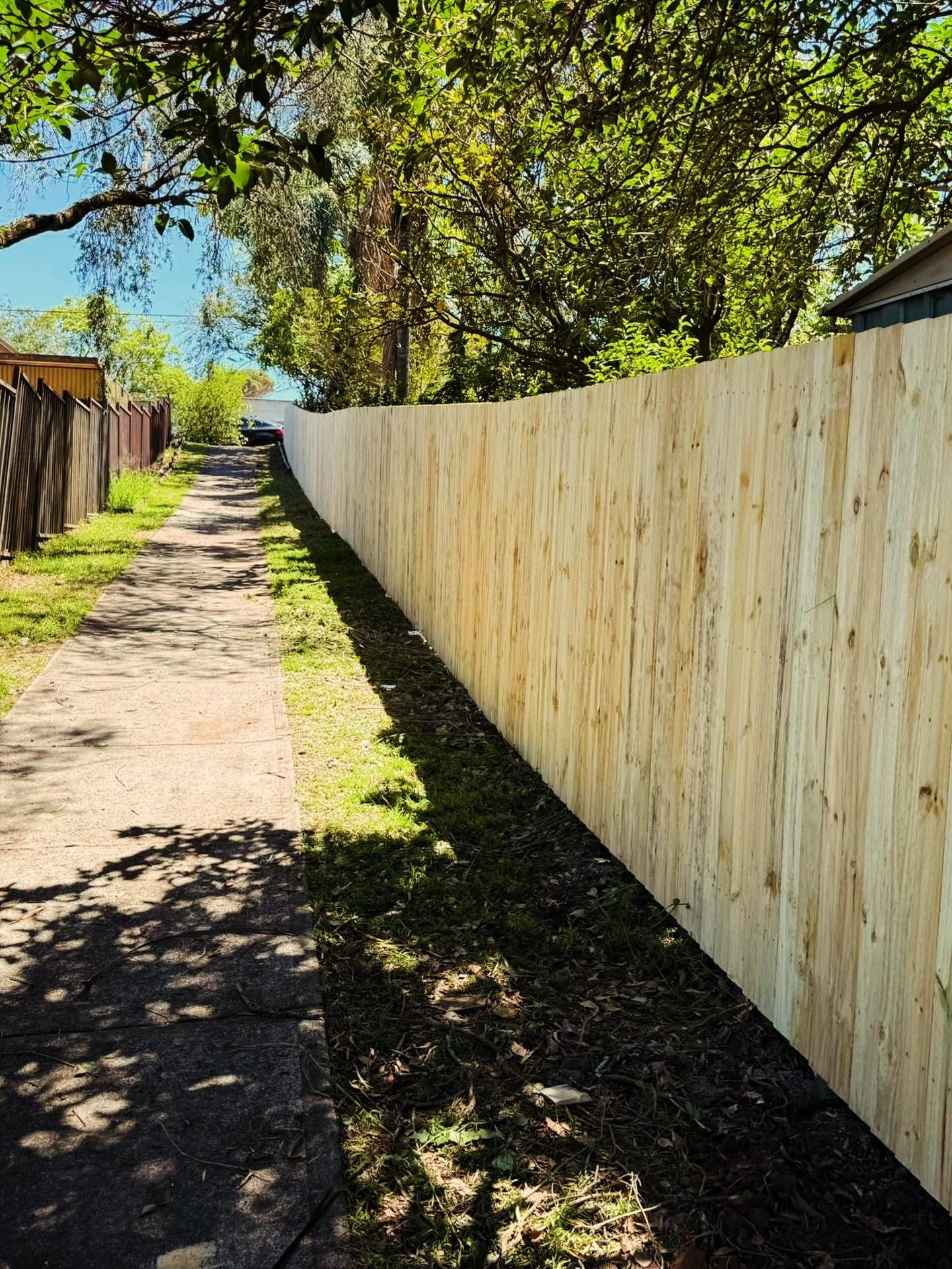 Single paling timber fence installed by True Fence in NSW