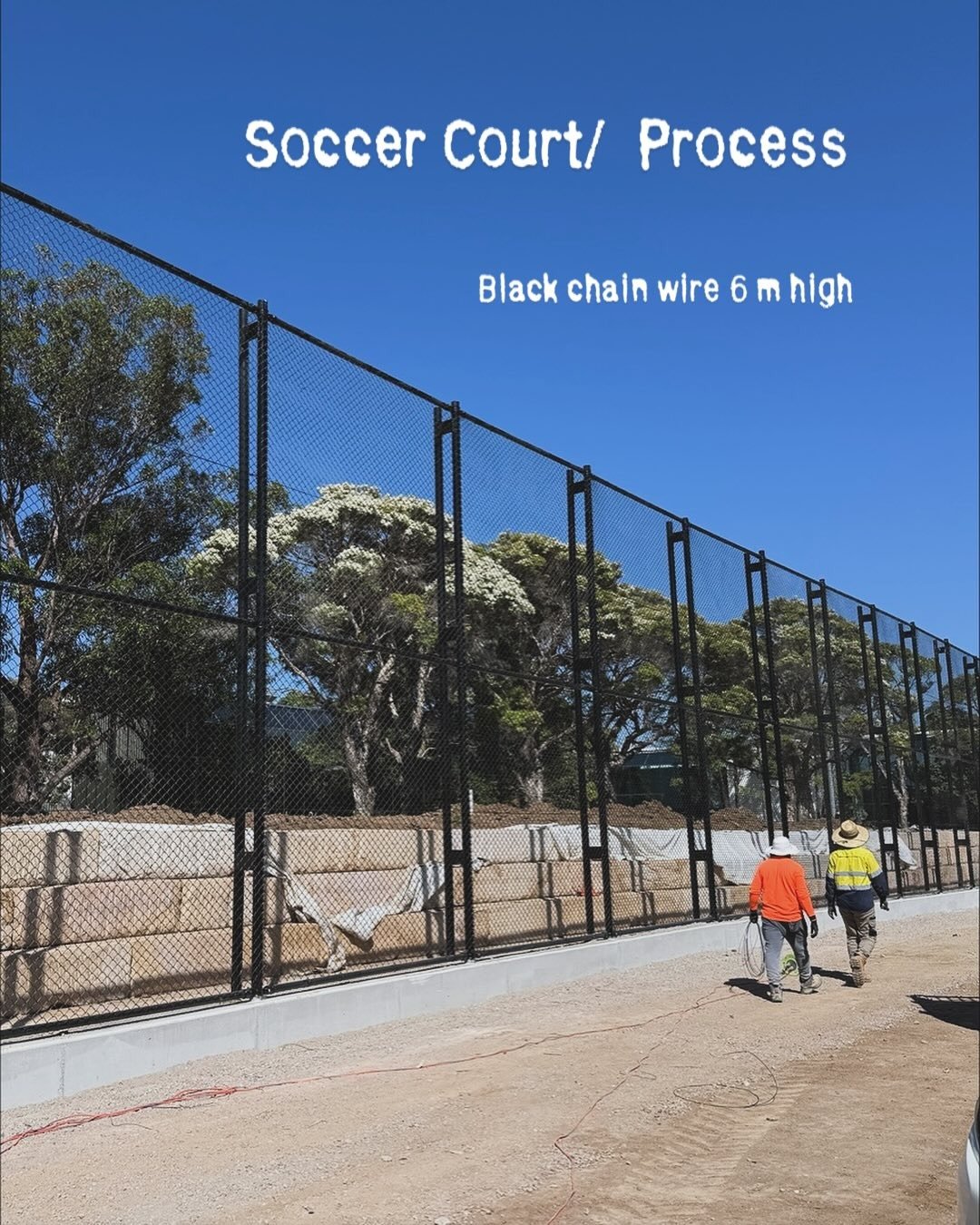 Installation of Black Chain Wire Fence 6m High Soccer Sourt in NSW